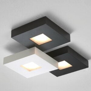 3-lamppuinen LED-kattovalaisin Cubus, mustavalk.
