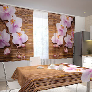 Pimennysverho ORCHIDS AND TREE IN THE KITCHEN 200x120 cm